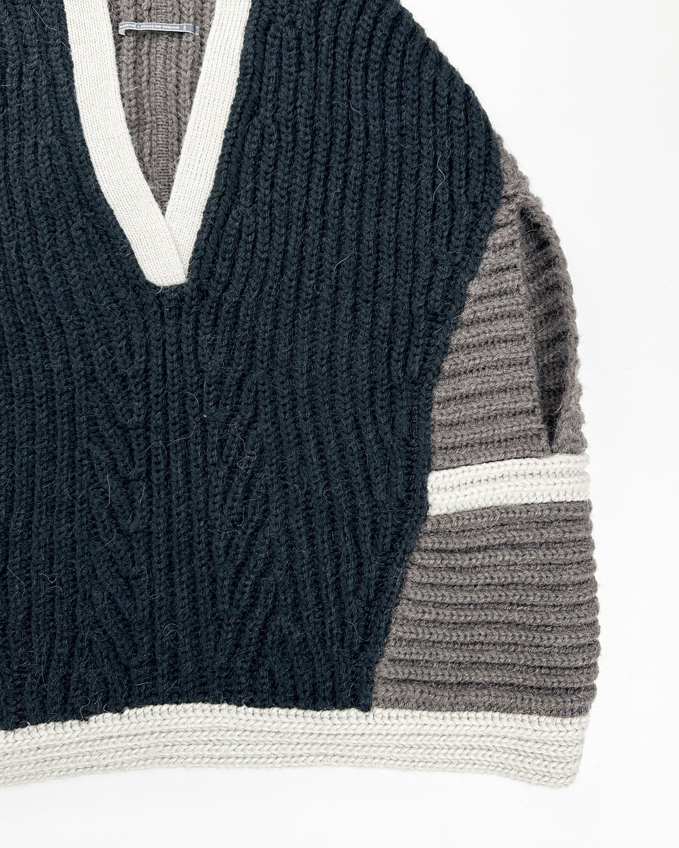 Marithé François Girbaud 3-Tone Alpaca Poncho 2000's