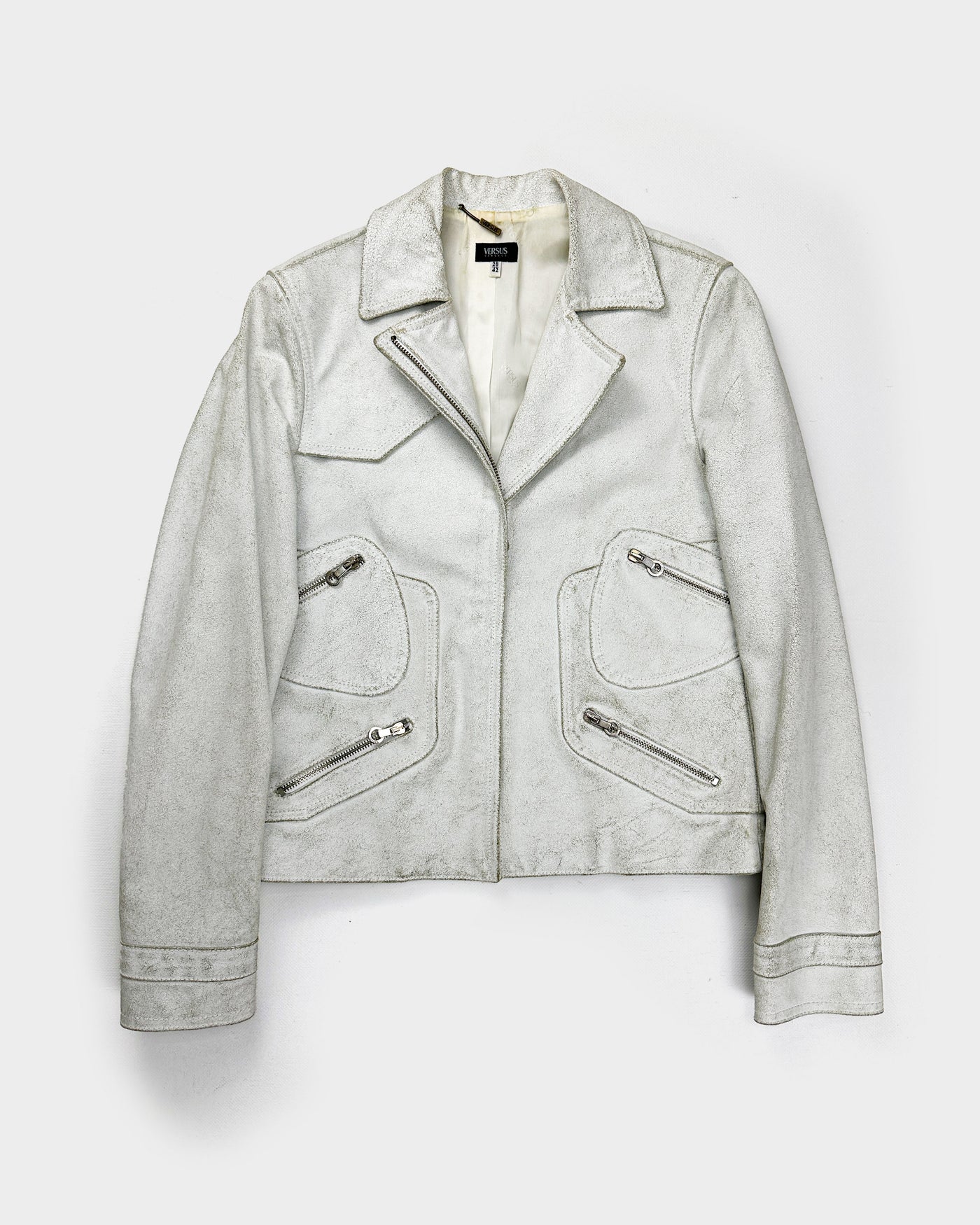 Versace Versus White Cracked Leather Jacket F/W 2004