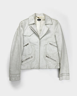 Versace Versus White Cracked Leather Jacket F/W 2004