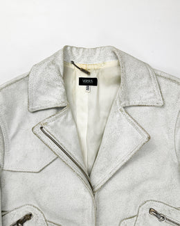 Versace Versus White Cracked Leather Jacket F/W 2004