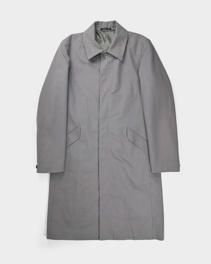 Agnes B Pearl-Grey Cotton Long Coat 1990's