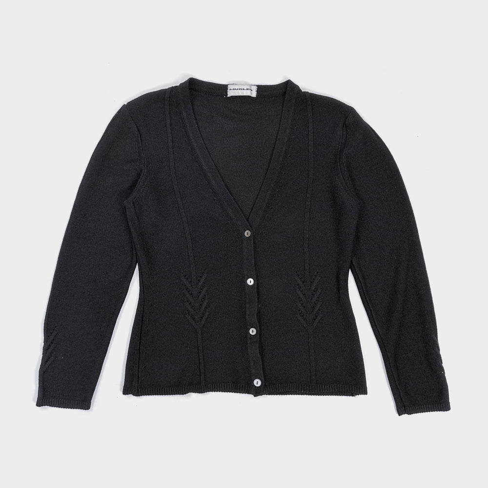 Mugler Black Knit Cardigan 1990's