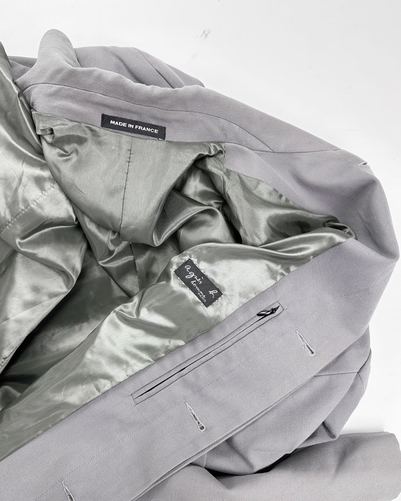 Agnes B Pearl-Grey Cotton Long Coat 1990's