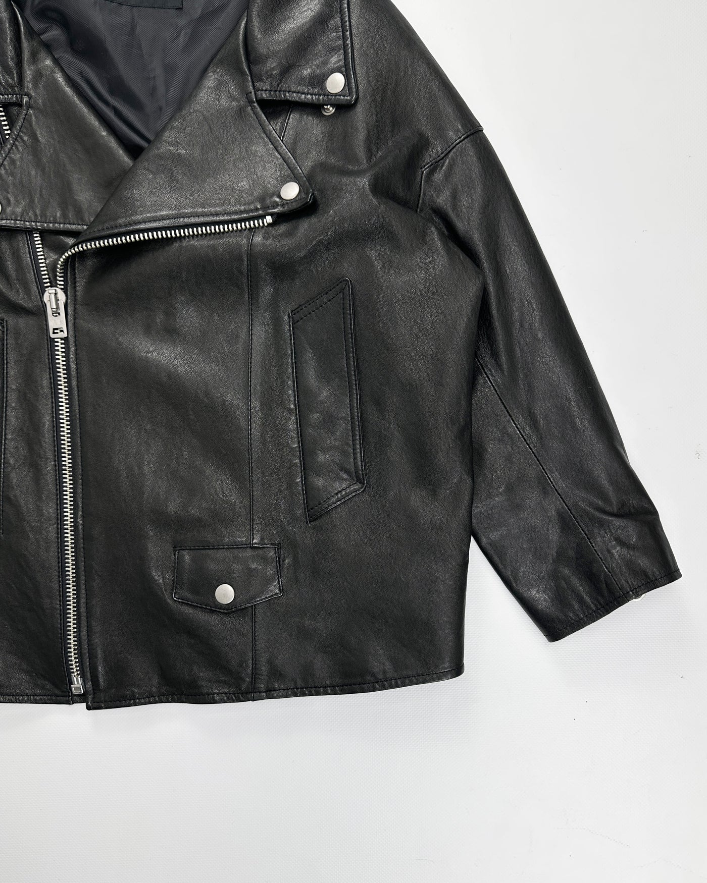 Cabane de Zucca Black Leather Cropped Jacket 2000's