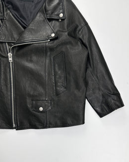 Cabane de Zucca Black Leather Cropped Jacket 2000's