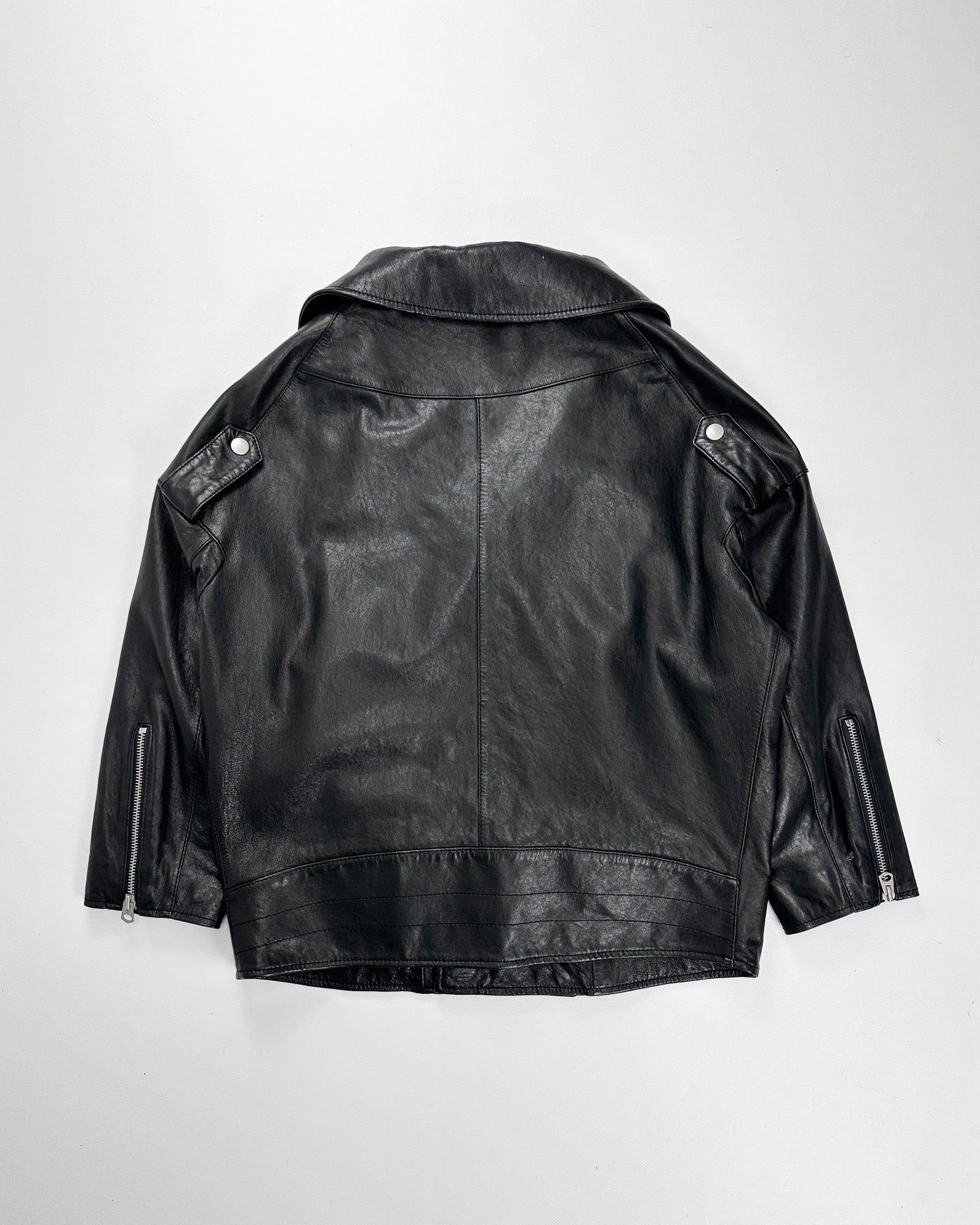 Cabane de Zucca Black Leather Cropped Jacket 2000's