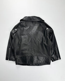 Cabane de Zucca Black Leather Cropped Jacket 2000's