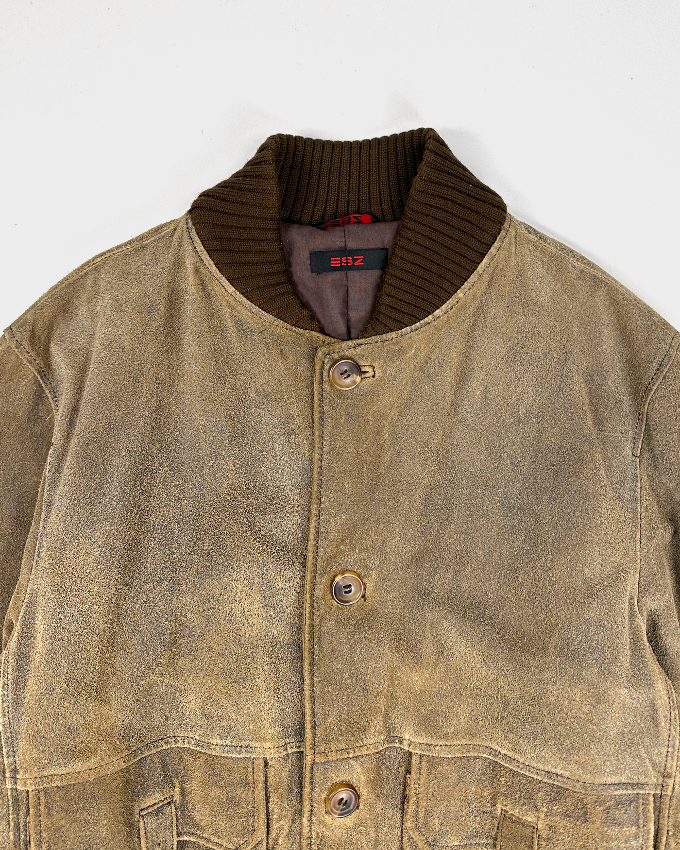 Essenza Distressed Brown Leather Jacket 1990's