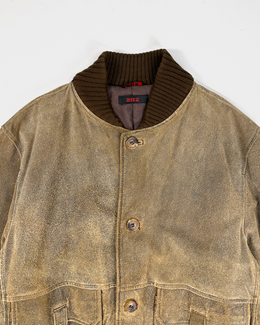 Essenza Distressed Brown Leather Jacket 1990's