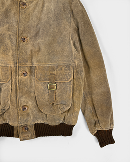 Essenza Distressed Brown Leather Jacket 1990's