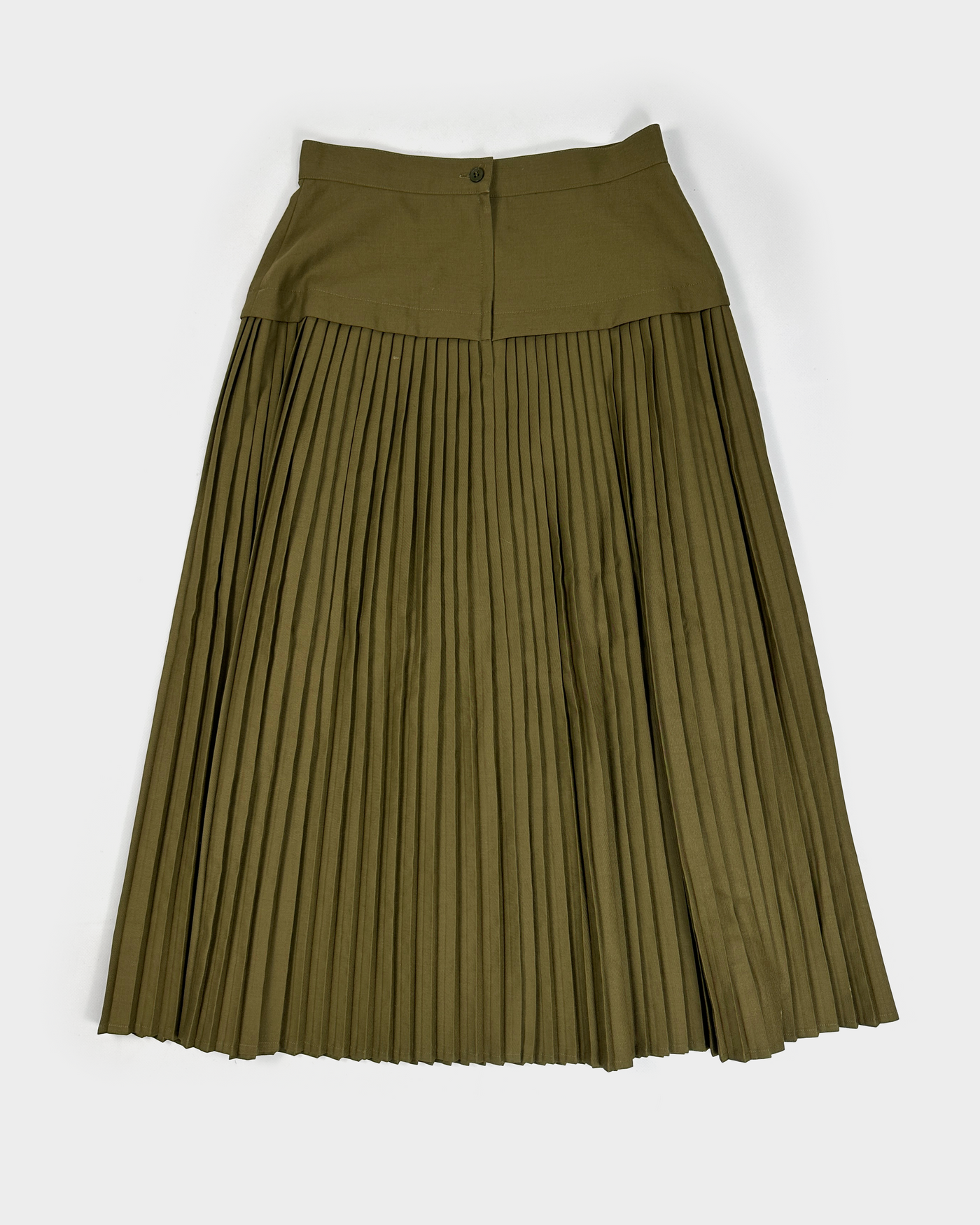 Kenzo 2-Texture Pleated Green Wool Skirt 1990's