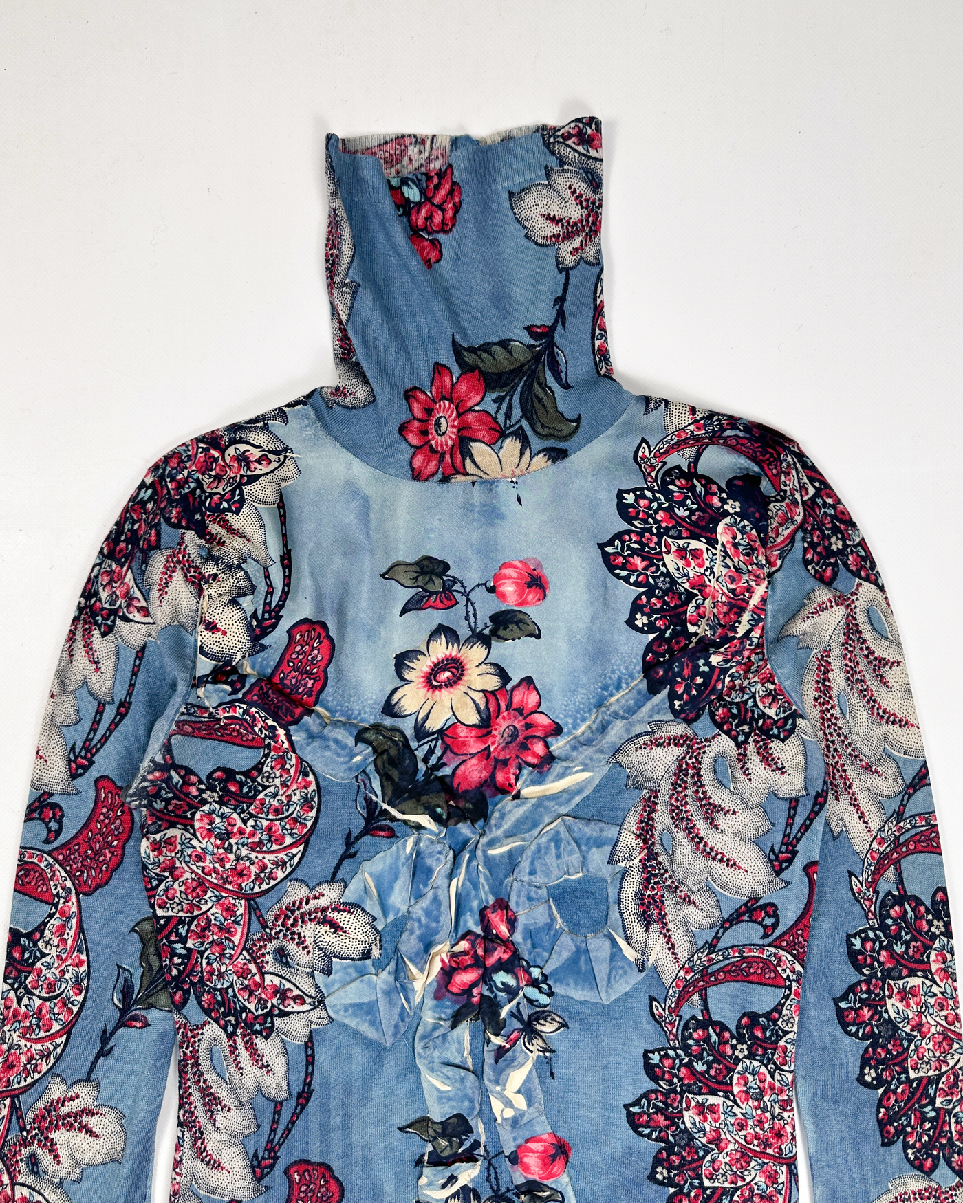 Kenzo Floral Print Silk + Cashmere Top 2000's