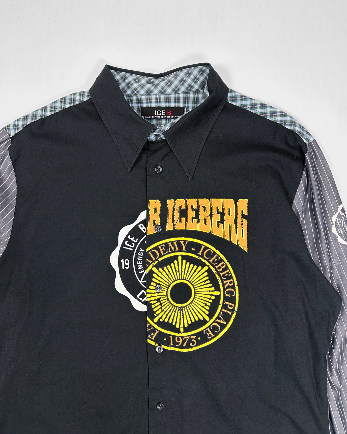 Iceberg Black Splitted Cotton Shirt 2000's