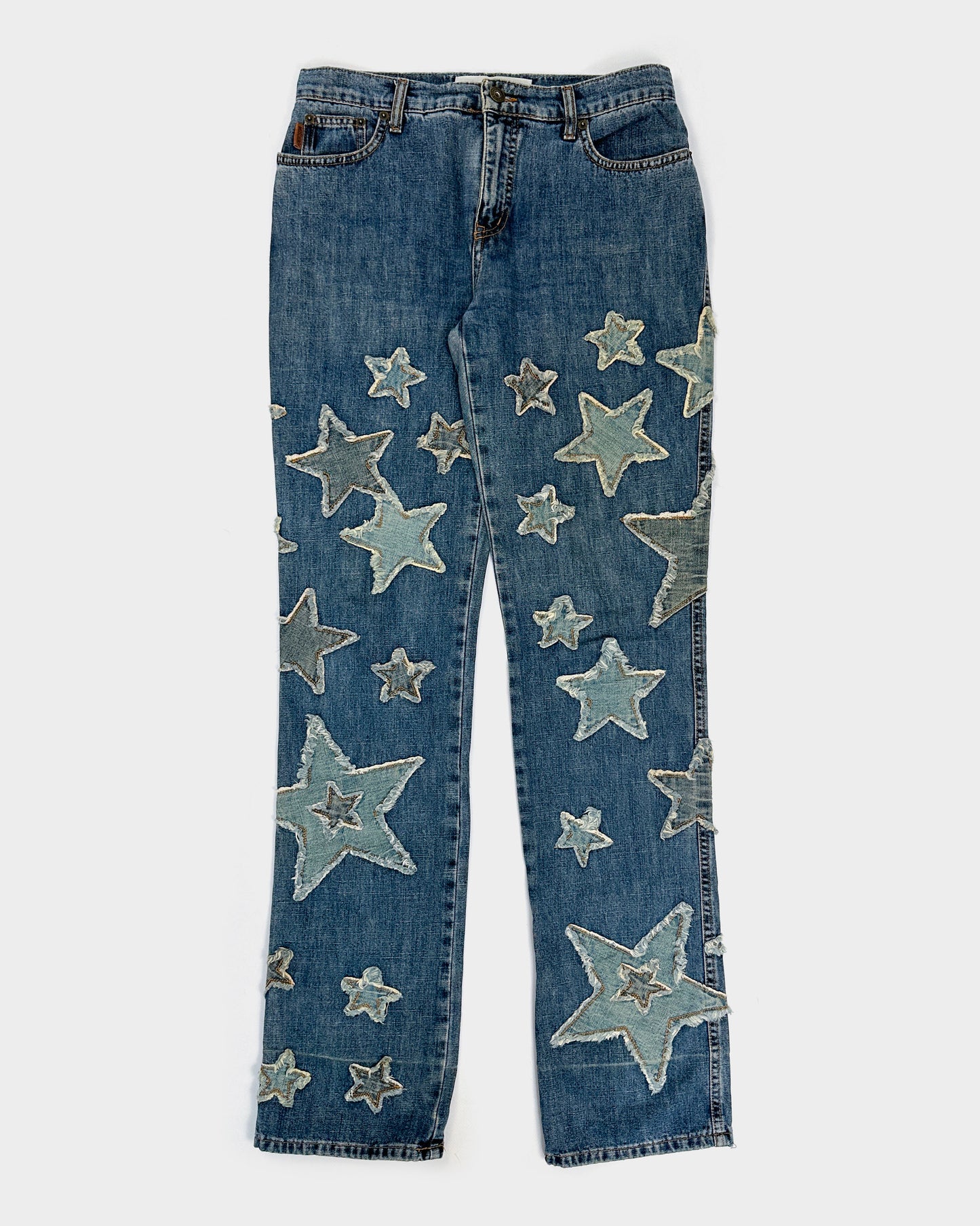 Moschino Stars Patched Denim Pants 1990's