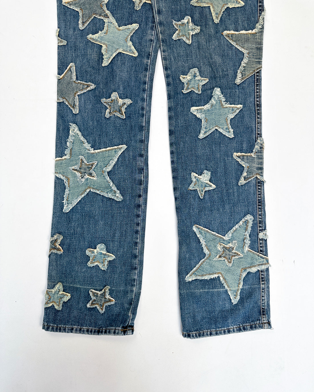 Moschino Stars Patched Denim Pants 1990's