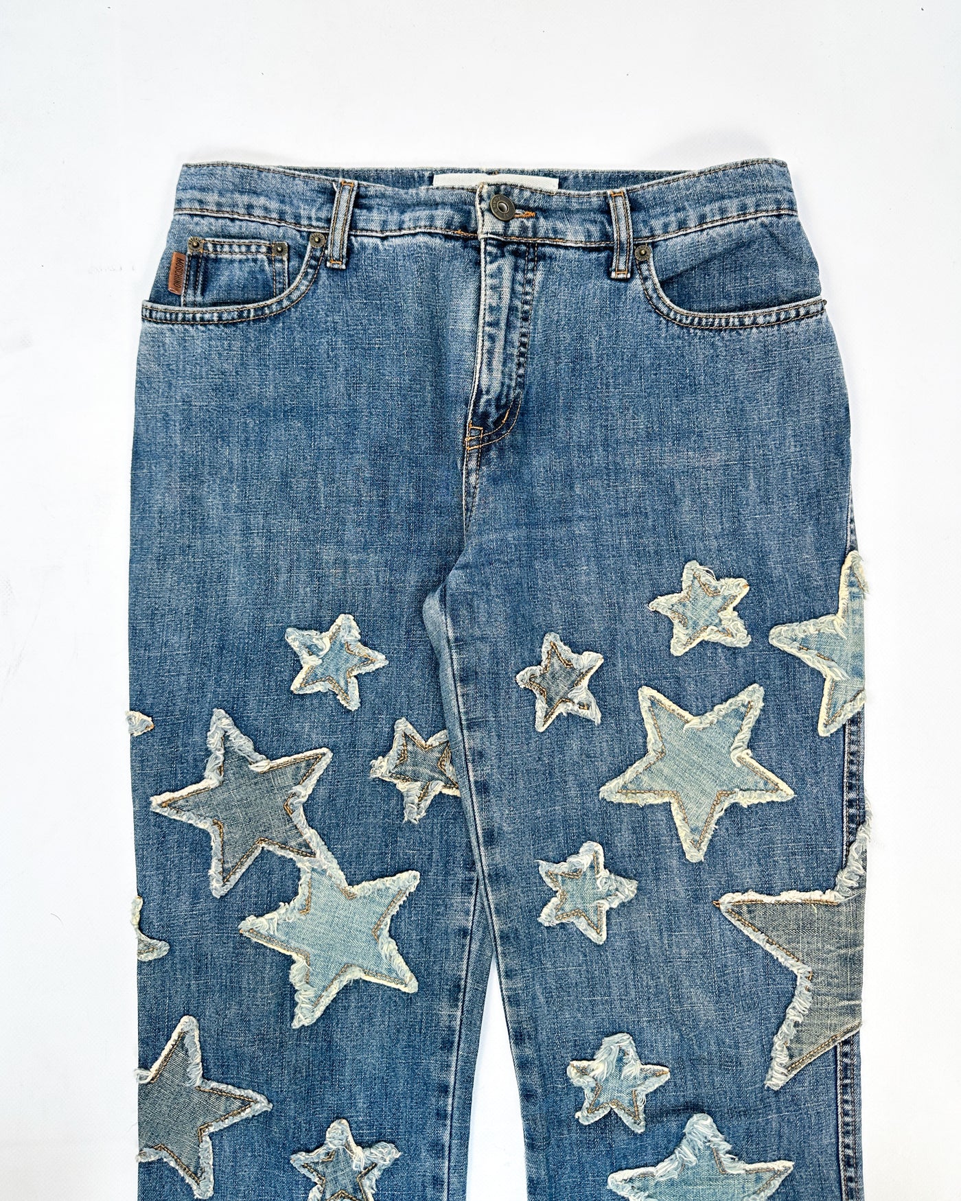 Moschino Stars Patched Denim Pants 1990's