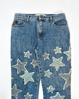 Moschino Stars Patched Denim Pants 1990's