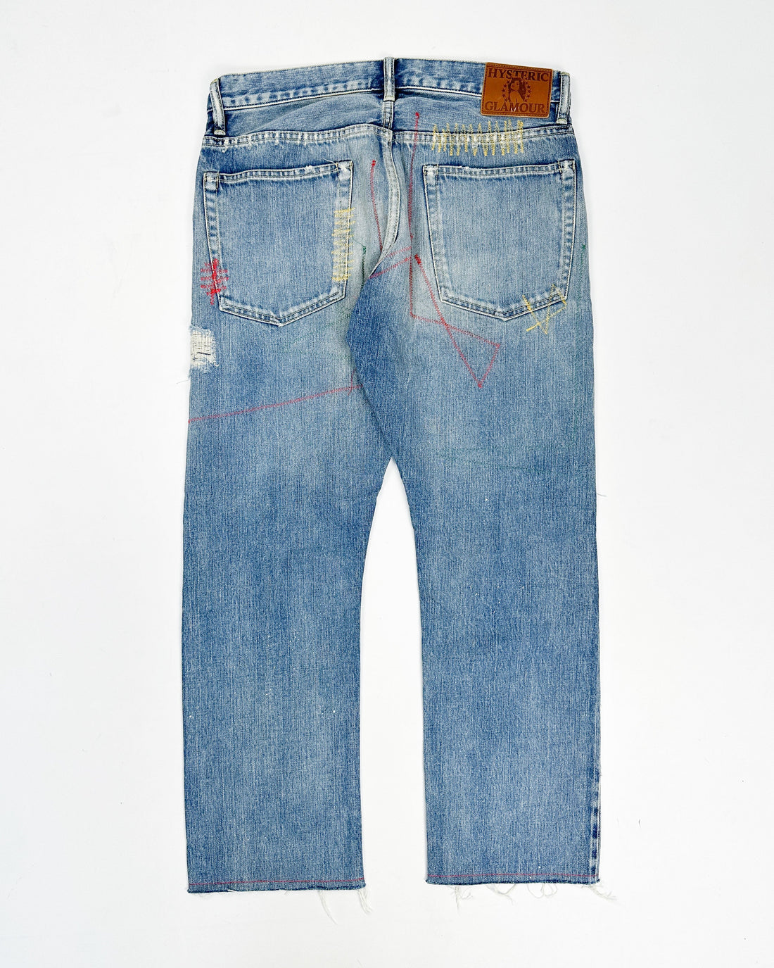 Hysteric Glamour Distressed Patches Bootcut Denim Pants 2000's