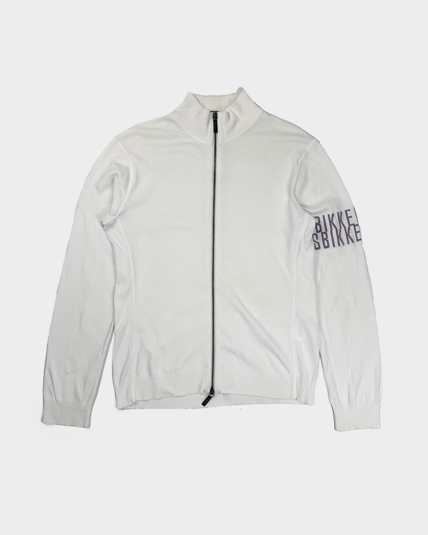 Dirk Bikkembergs Purple Logo White Cotton Zip-up 2000's