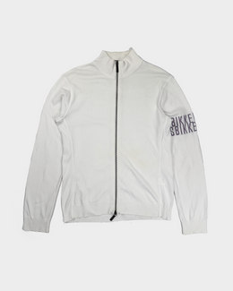 Dirk Bikkembergs Purple Logo White Cotton Zip-up 2000's