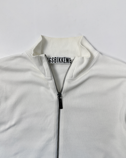 Dirk Bikkembergs Purple Logo White Cotton Zip-up 2000's