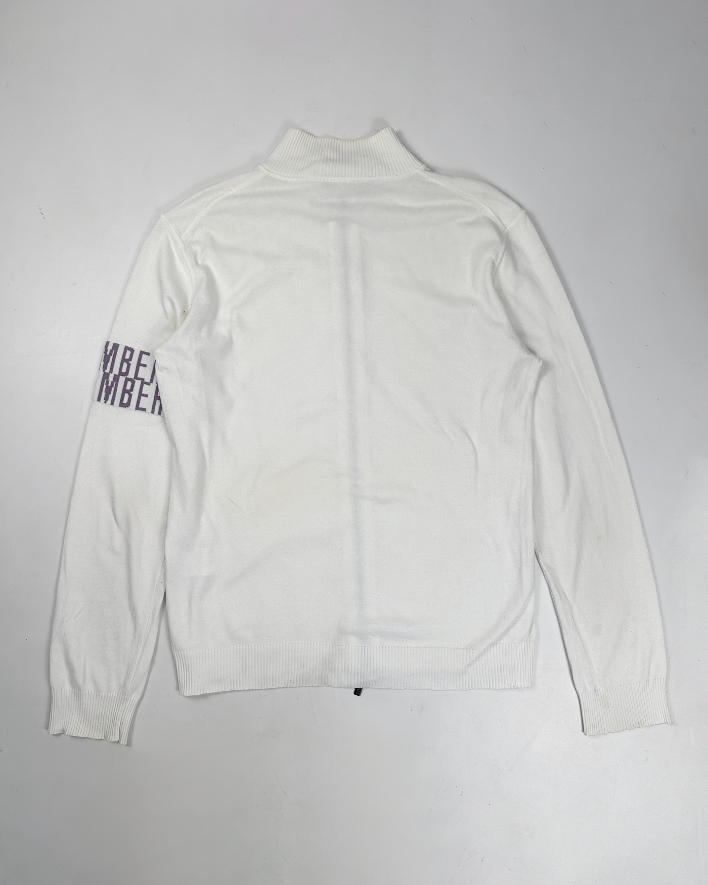 Dirk Bikkembergs Purple Logo White Cotton Zip-up 2000's