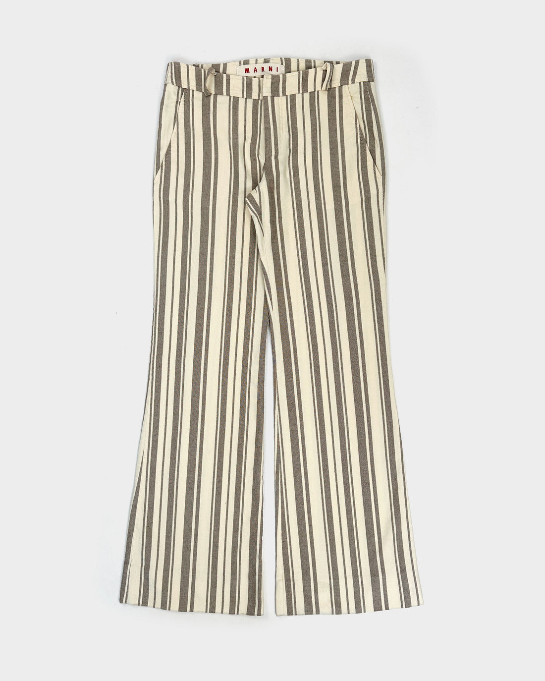 Marni Grey Striped Flare Pants 2000's