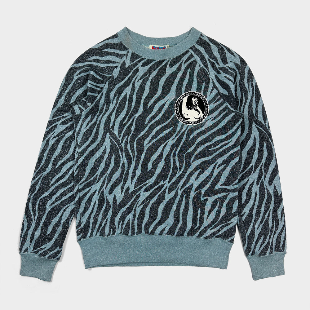 Hysteric Glamour Shiny Blue Zebra Sweatshirt 2000's