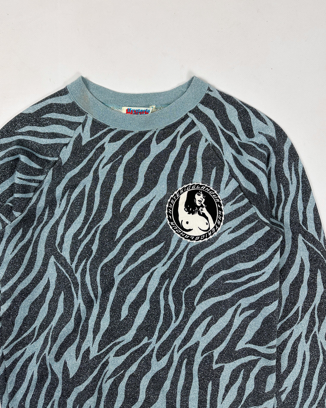 Hysteric Glamour Shiny Blue Zebra Sweatshirt 2000's