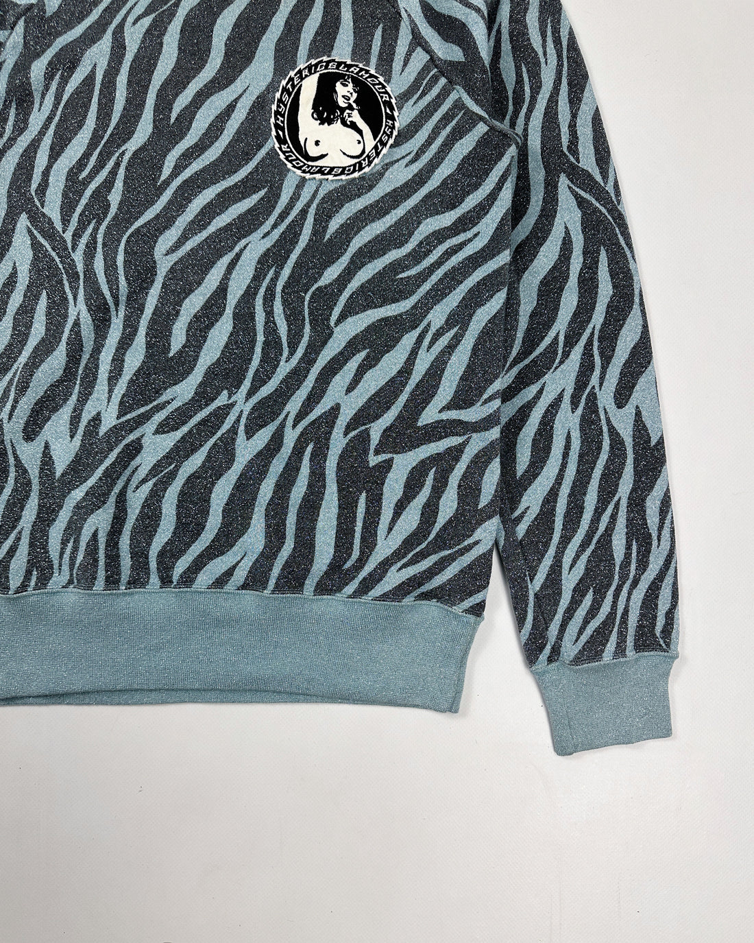 Hysteric Glamour Shiny Blue Zebra Sweatshirt 2000's