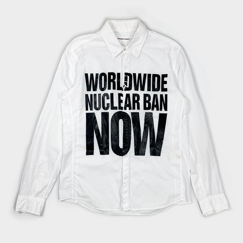 Katharine Hamnett "Nuclear Ban" White Printed Shirt 2000's