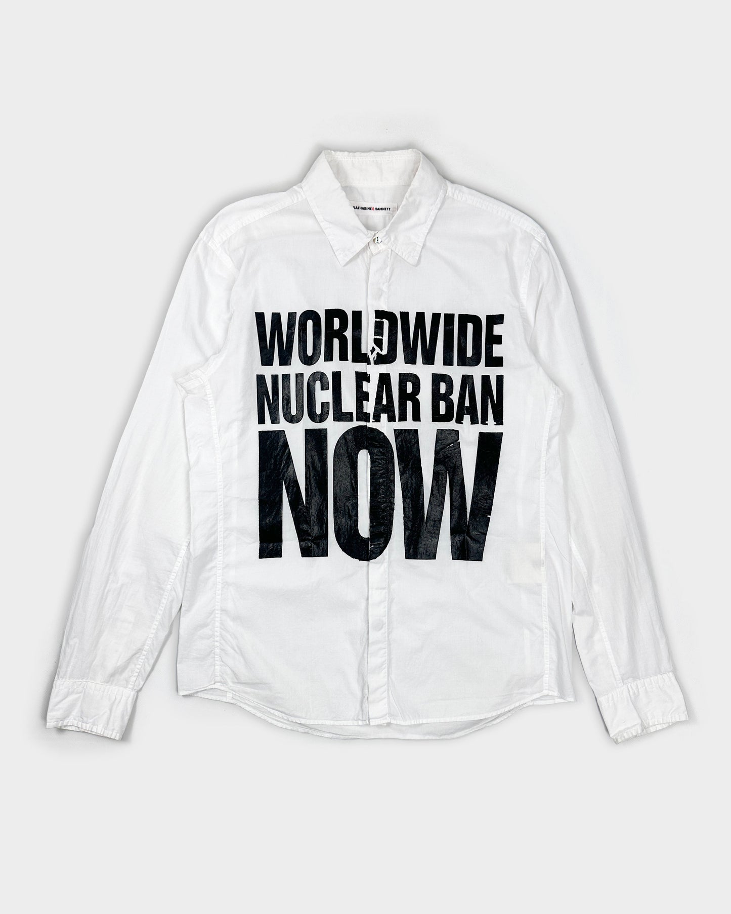 Katharine Hamnett "Nuclear Ban" White Printed Shirt 2000's