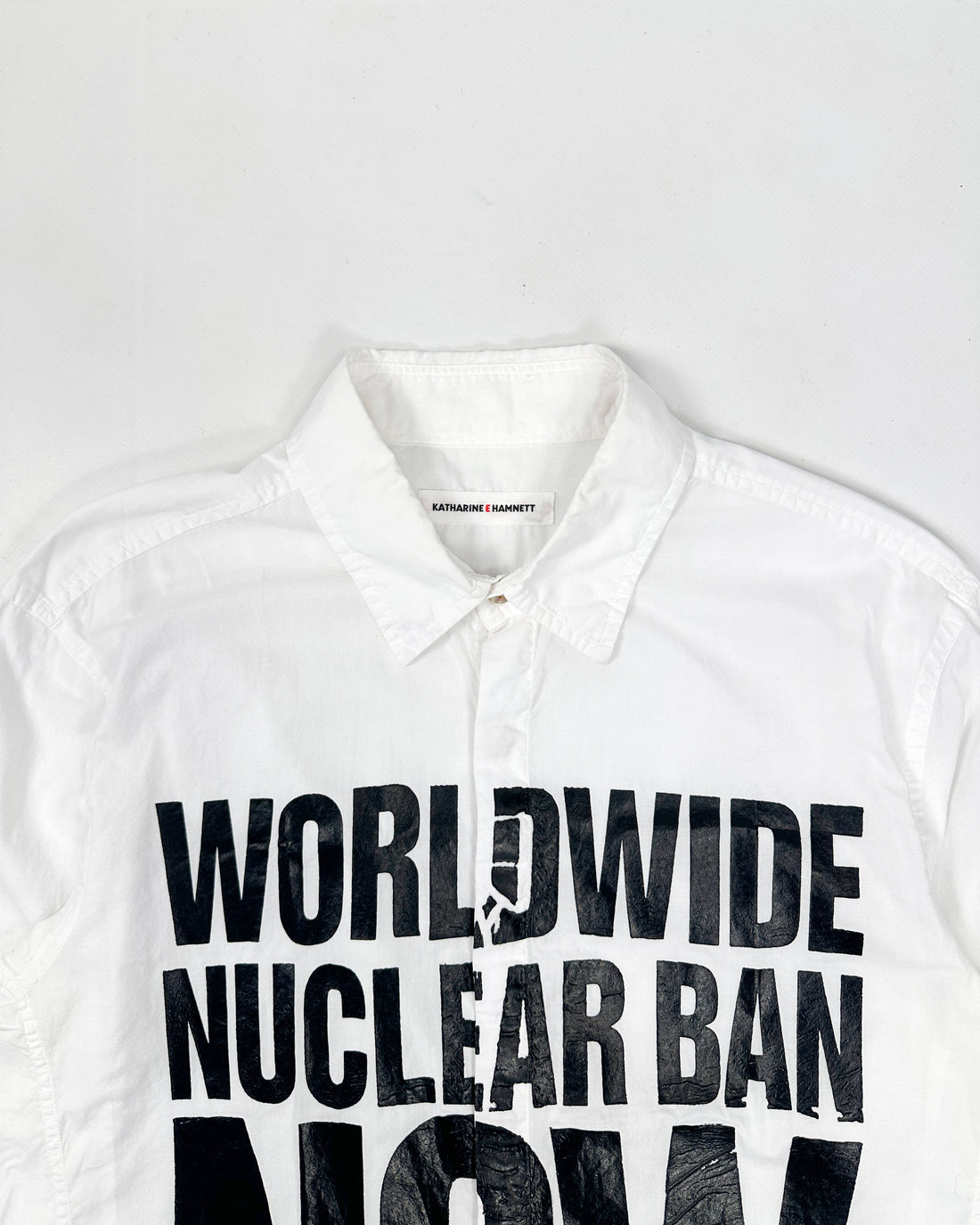 Katharine Hamnett "Nuclear Ban" White Printed Shirt 2000's