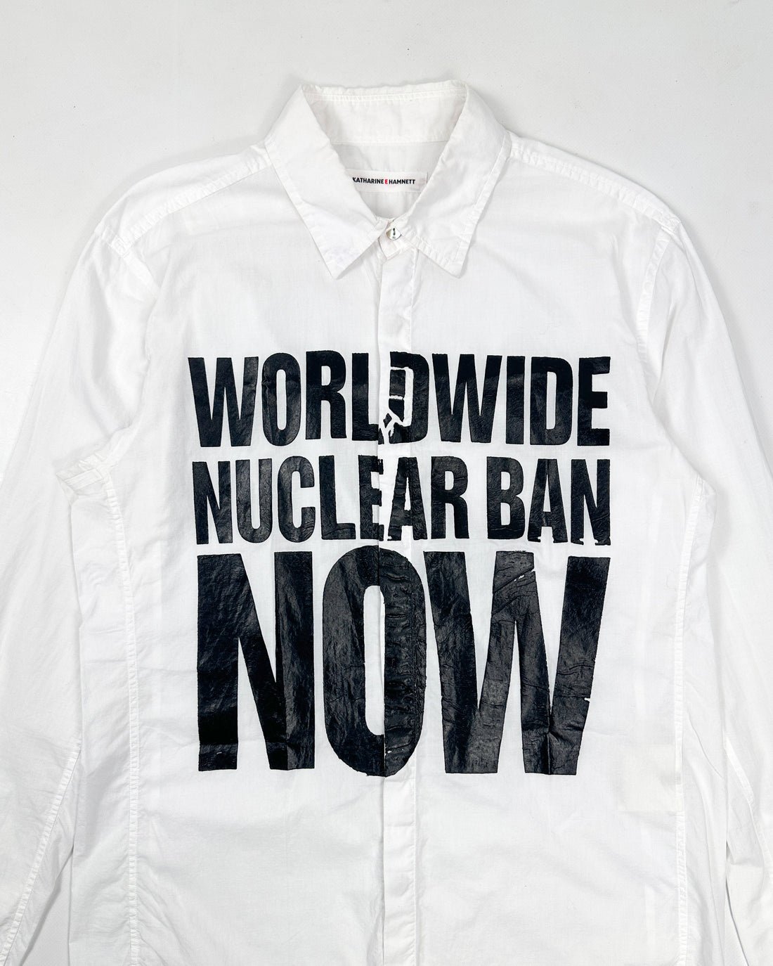 Katharine Hamnett "Nuclear Ban" White Printed Shirt 2000's