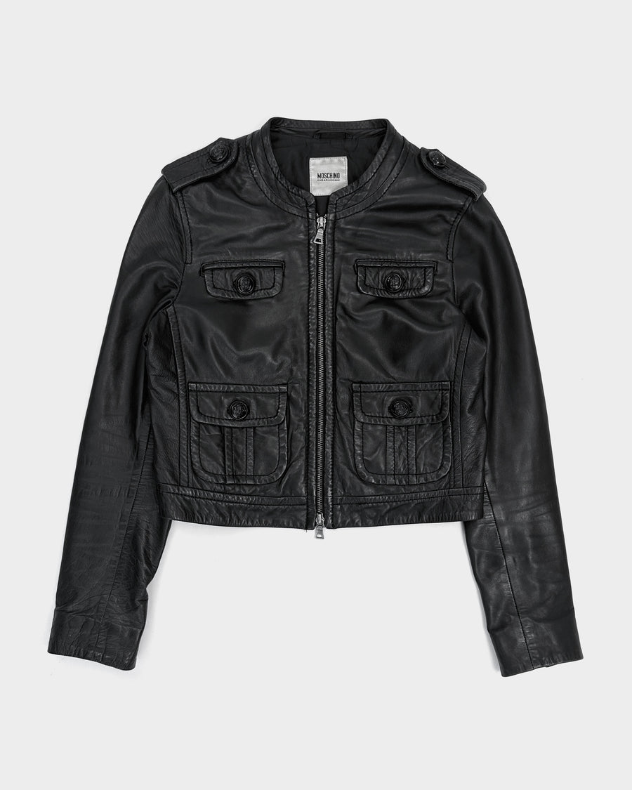 Moschino Cropped Soft Leather Jacket 1990's