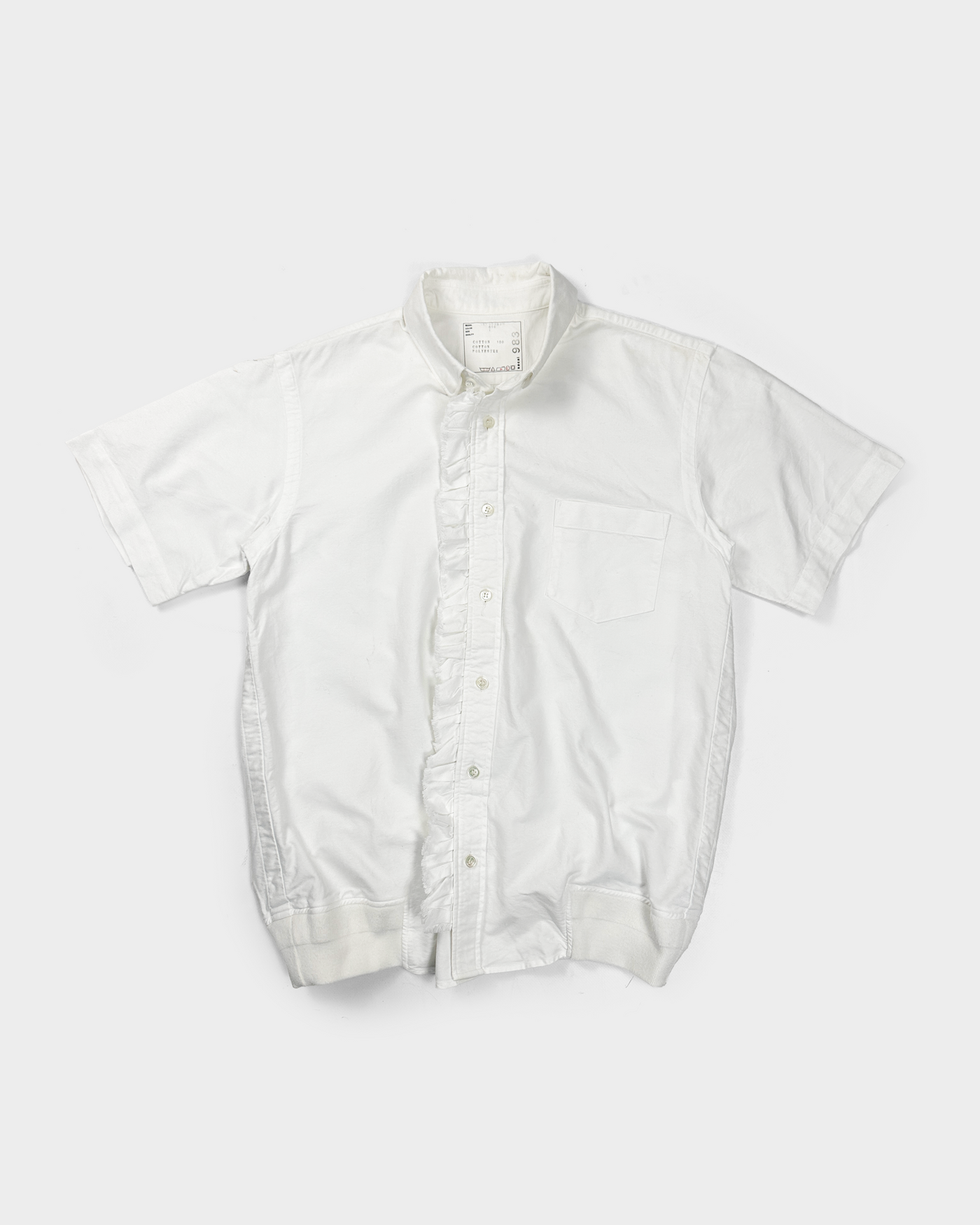 Sacai White Frills Cotton Shirt 2000's