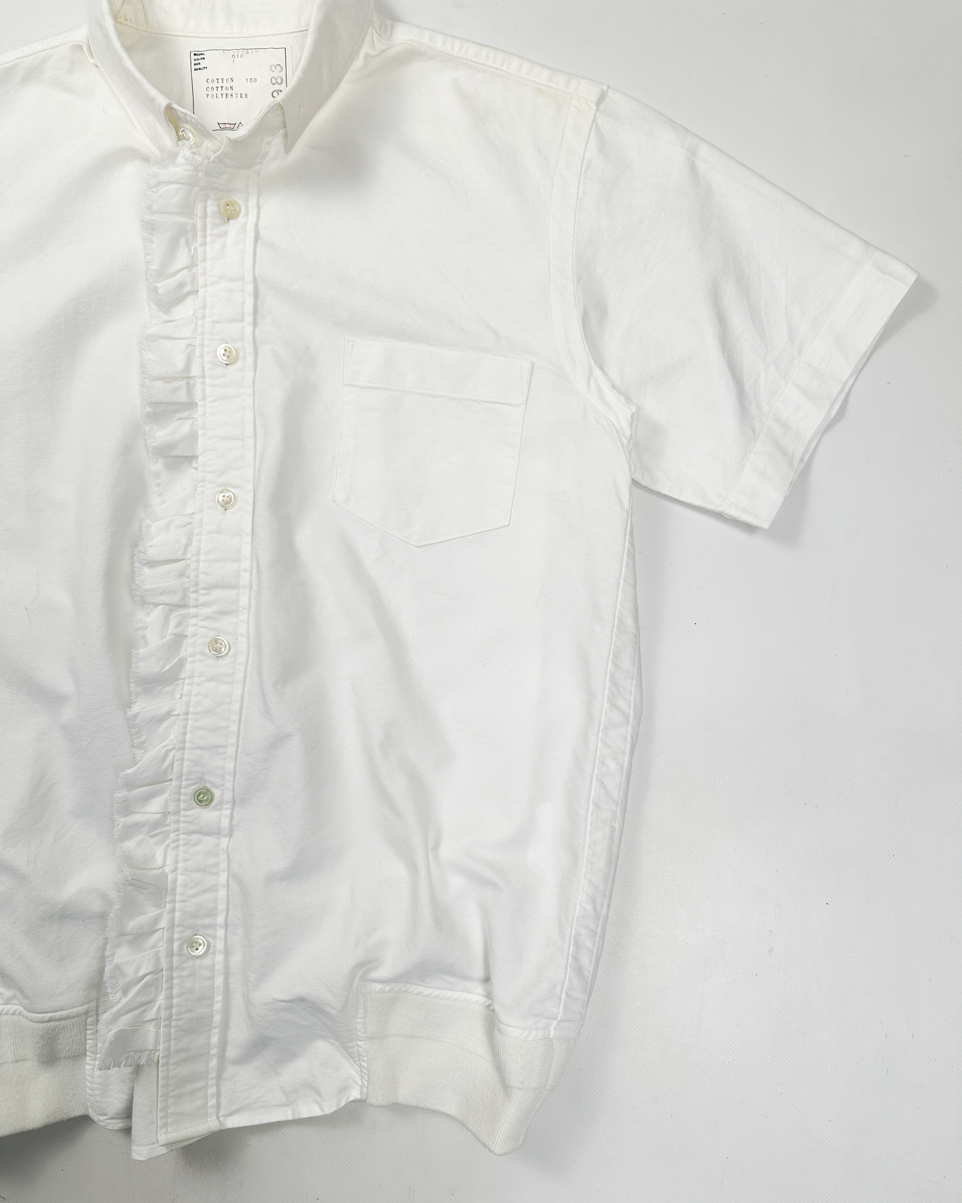 Sacai White Frills Cotton Shirt 2000's