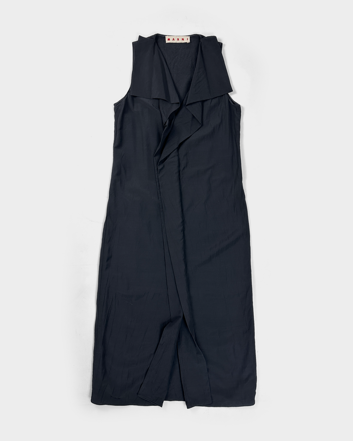 Marni Deep Blue Wool + Viscose Pleated Dress 2000's