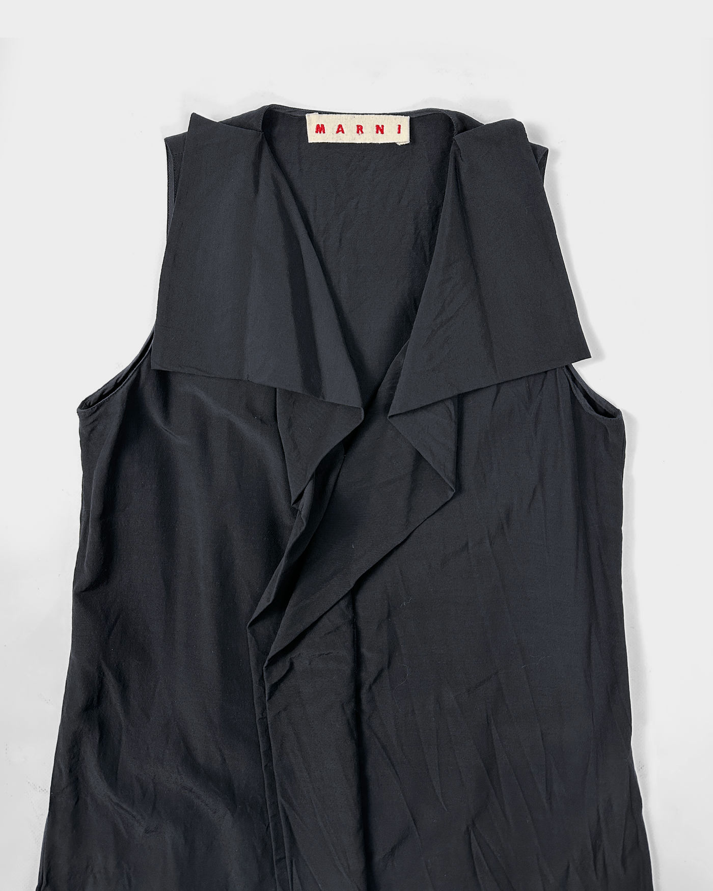 Marni Deep Blue Wool + Viscose Pleated Dress 2000's