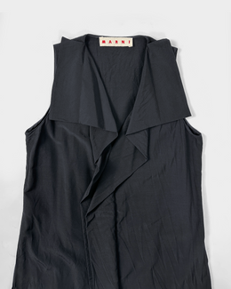 Marni Deep Blue Wool + Viscose Pleated Dress 2000's