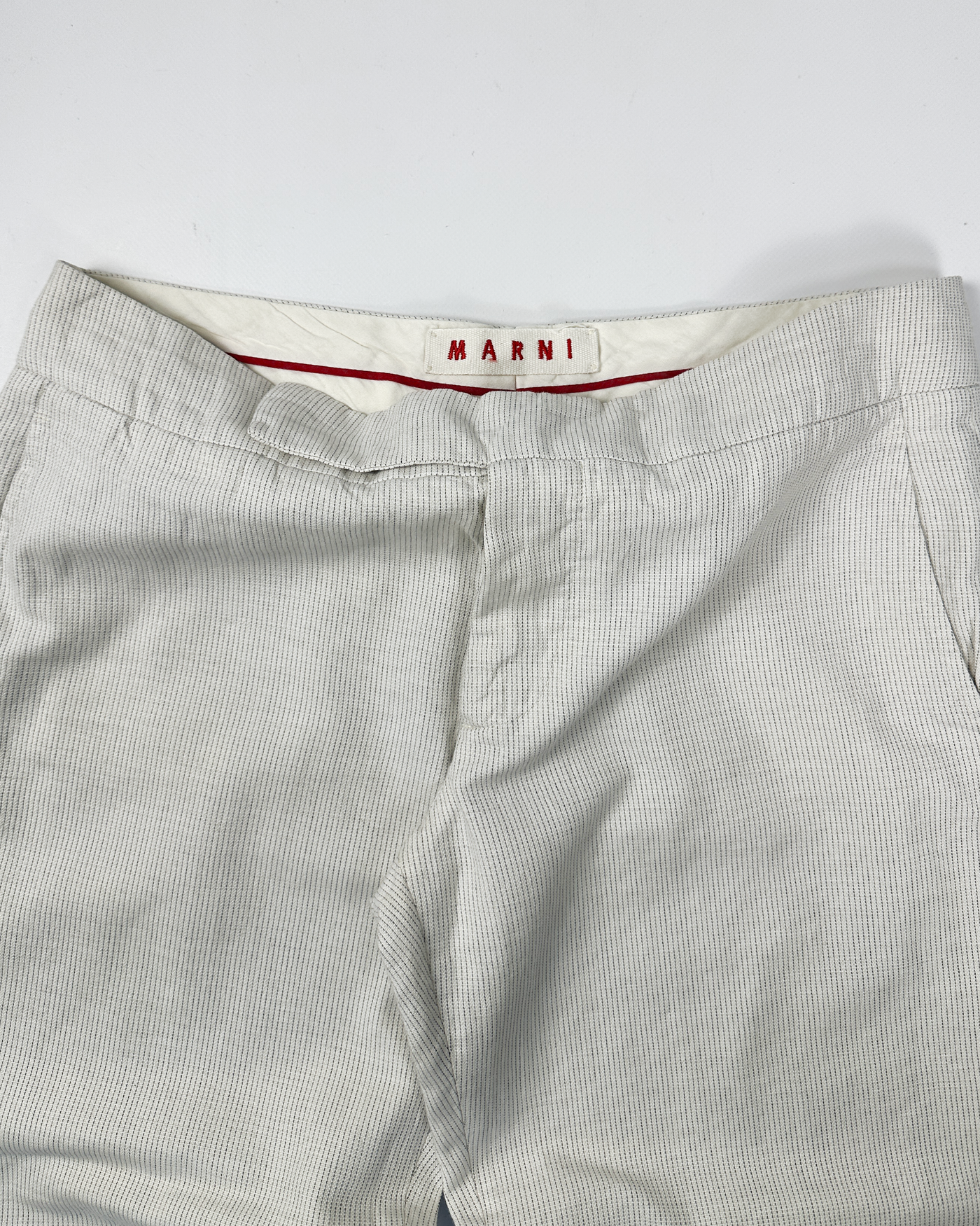 Marni 3/4 Striped White Cotton Pants 2000's