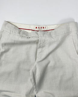 Marni 3/4 Striped White Cotton Pants 2000's