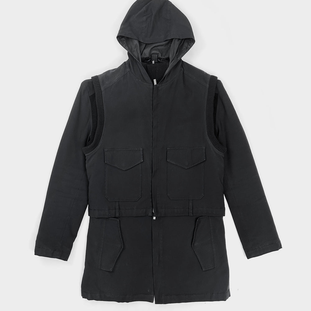 Kenzo Homme 2-Pieces Black Coat + Vest 2000's