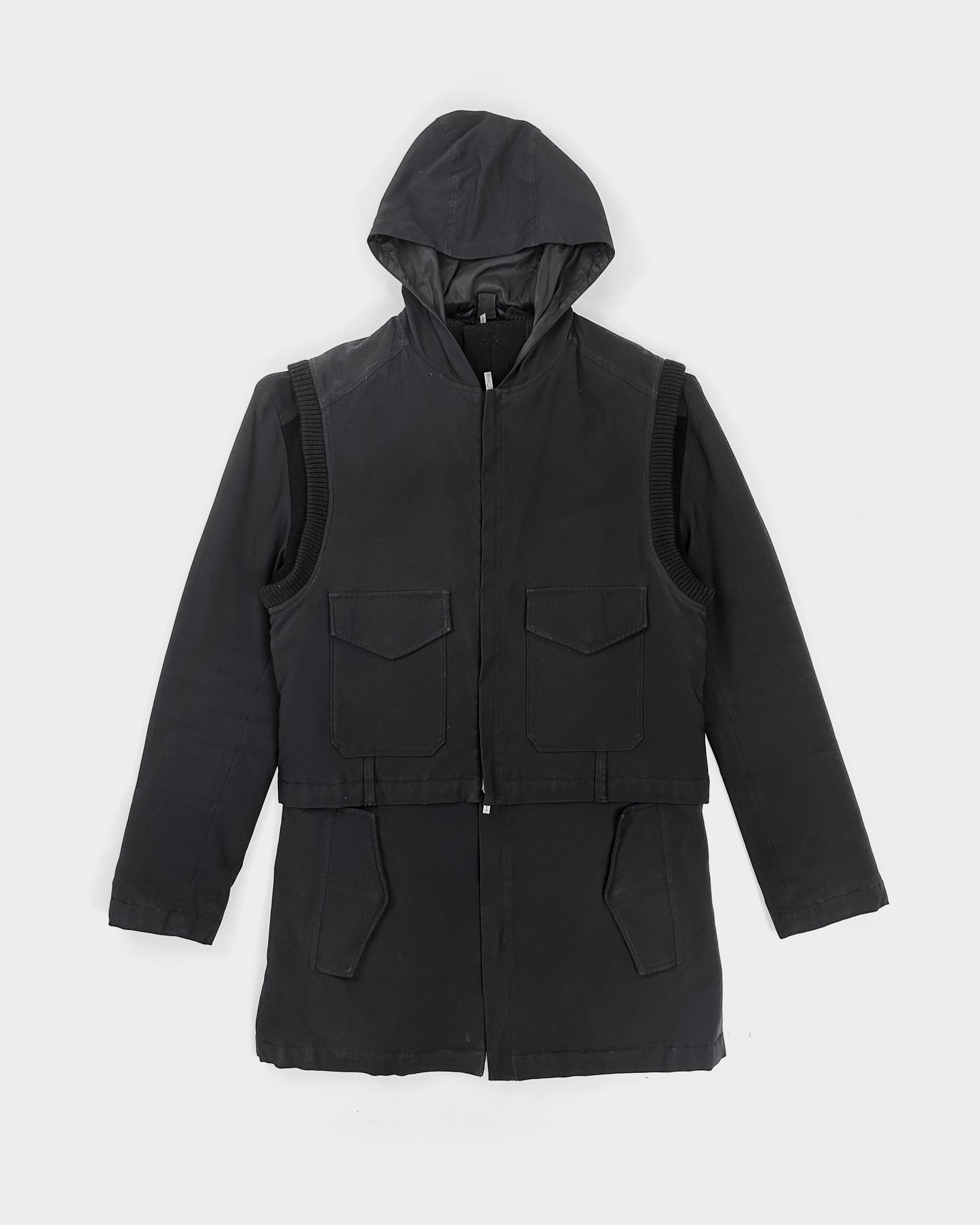 Kenzo Homme 2-Pieces Black Coat + Vest 2000's