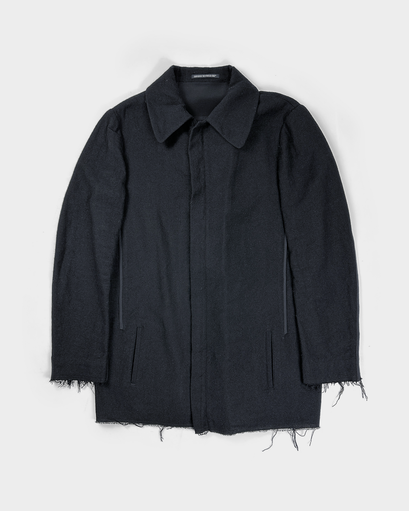 Yohji Yamamoto Mainline Black Distressed Wool Jacket 1980's Yohji Yamamoto Mainline Black Distressed Wool Jacket 1980's
