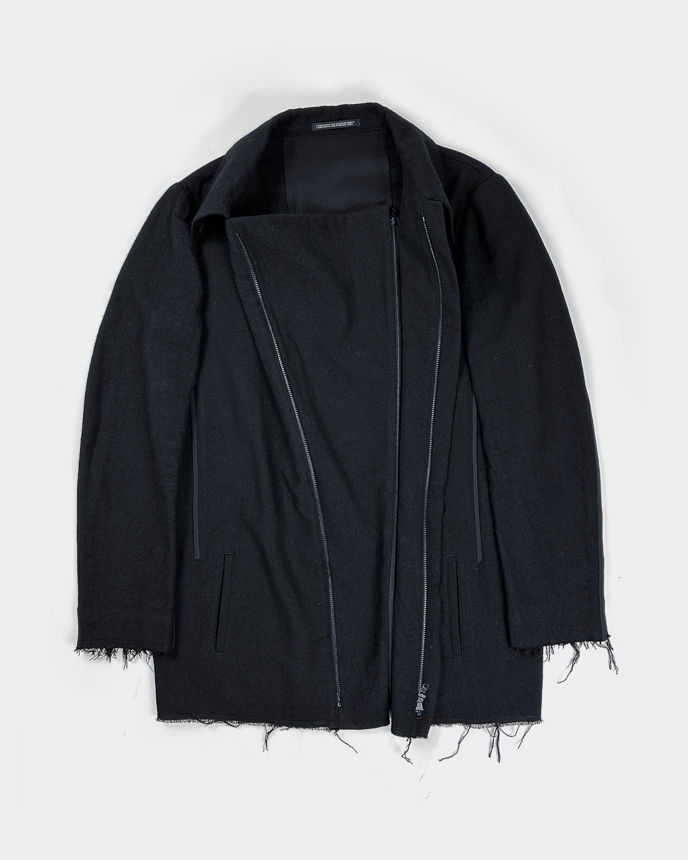 Yohji Yamamoto Mainline Black Distressed Wool Jacket 1980's Yohji Yamamoto Mainline Black Distressed Wool Jacket 1980's