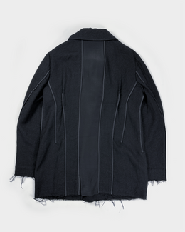 Yohji Yamamoto Mainline Black Distressed Wool Jacket 1980's Yohji Yamamoto Mainline Black Distressed Wool Jacket 1980's
