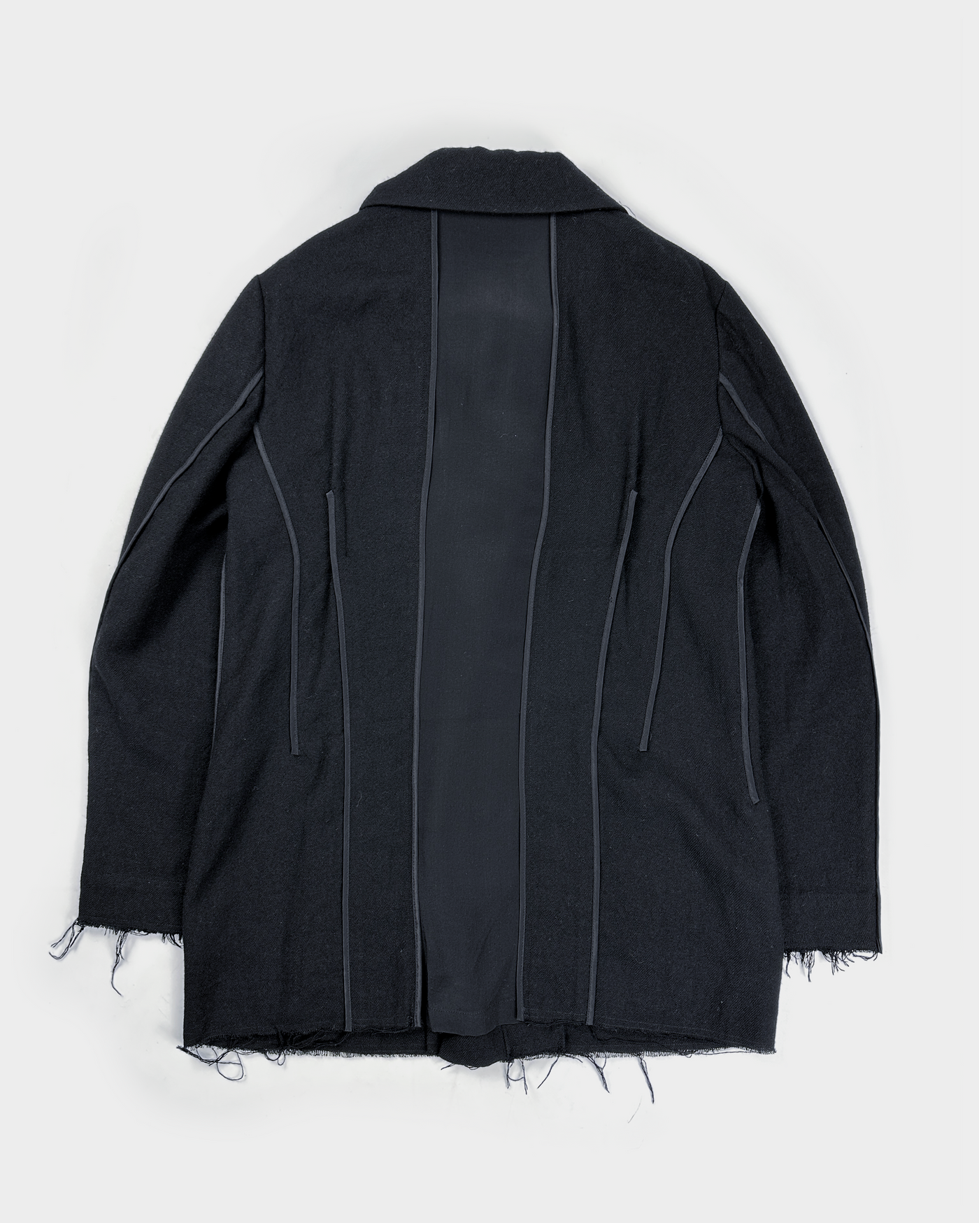 Yohji Yamamoto Mainline Black Distressed Wool Jacket 1980's Yohji Yamamoto Mainline Black Distressed Wool Jacket 1980's