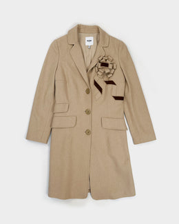 Moschino Embroidery Flower Cream Long Coat 2000's