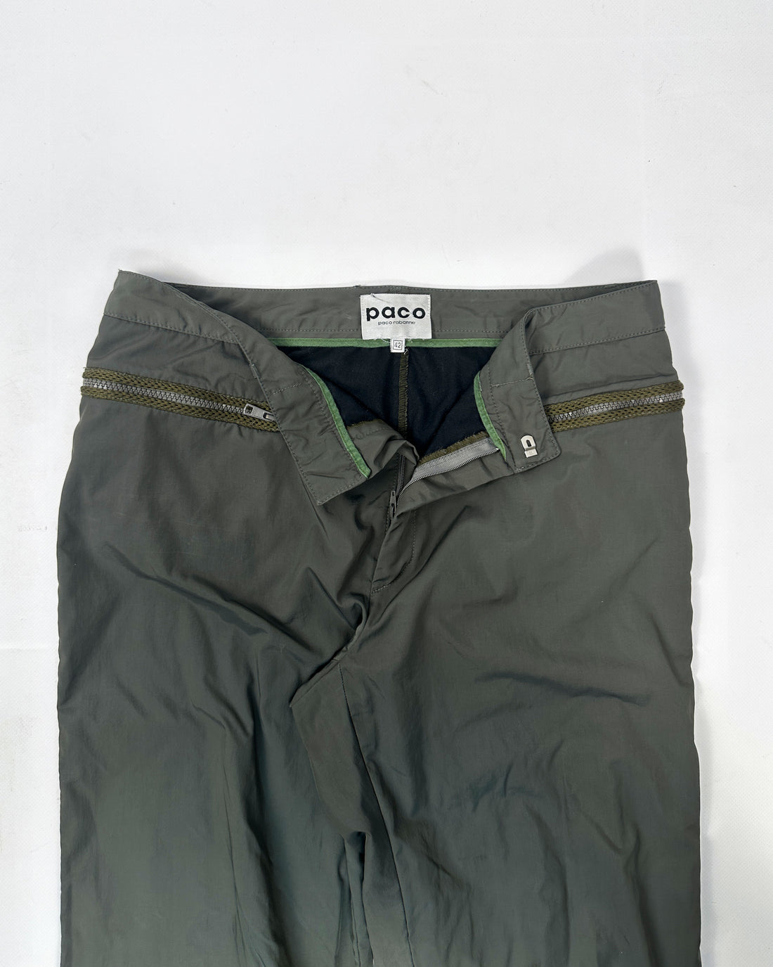 Paco Rabanne Green Double Layer Pants 1990's